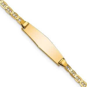 14k Yellow Gold Soft Diamond Shape Flat Anchor Link Id Bracelet